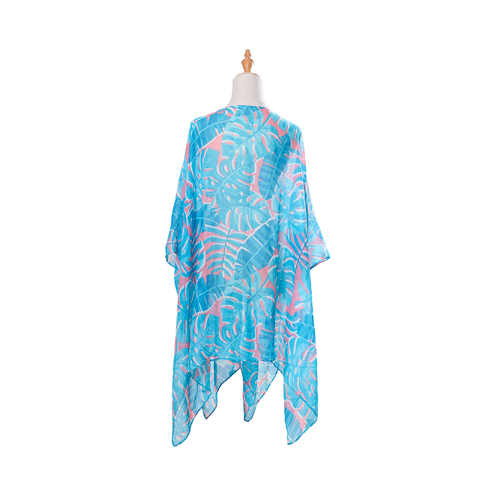 Áo tắm kimono che chắn 100% đi biển dành cho nữ bằng voan có in hoa phóng túng, trang phục đi nghỉ mát dáng rộng thường ngày