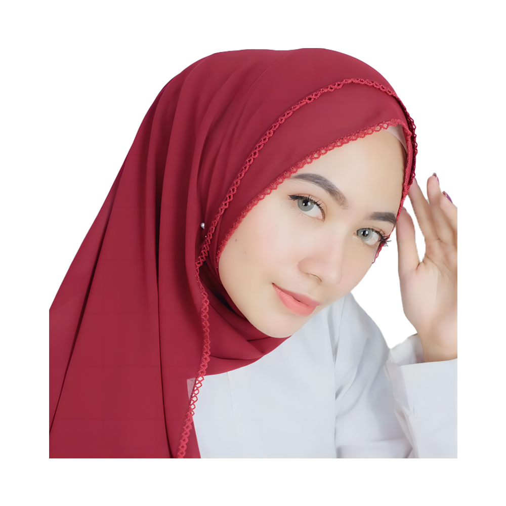 Hồi Giáo Áo Ngọc Trai Voan Nữ Thời Trang Răng Cong Edge Hijab Turqu Khăn Cho Nữ